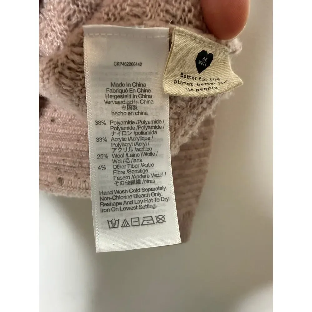 Madewell Ribbed Turtleneck Sweater | Neutral Wool Blend | Size L - Picture 4 of 5